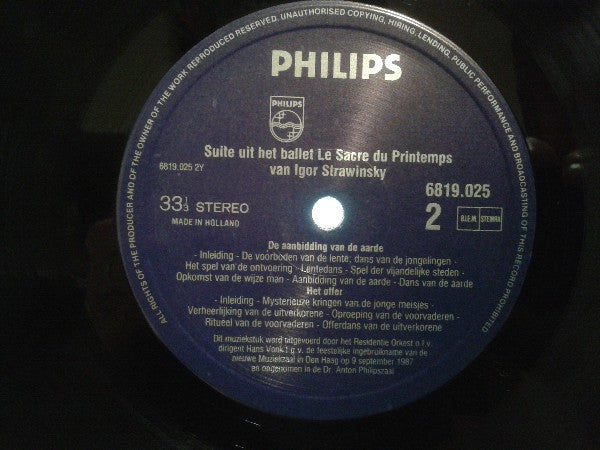 Igor Stravinsky Played By Residentie Orkest Conducted By Hans Vonk : Le Sacre Du Printemps (LP, Promo)