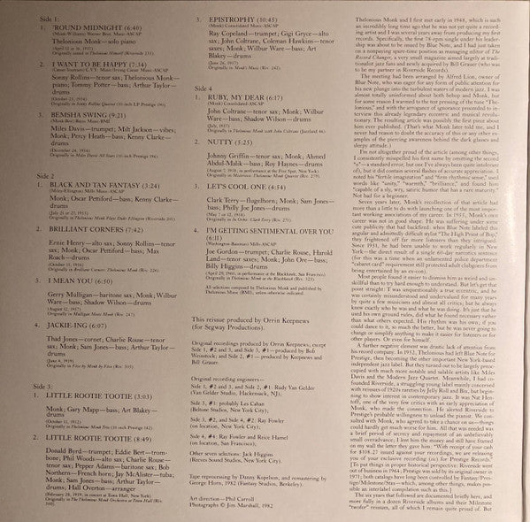 Thelonious Monk : The Thelonious Monk Memorial Album (2xLP, Comp, Gat)