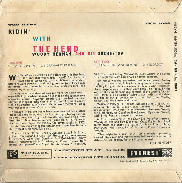 Woody Herman And His Orchestra : Ridin' With The Herd (7", EP)
