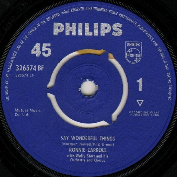 Ronnie Carroll : Say Wonderful Things (7", Single, Mono)