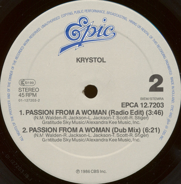 Krystol : Passion From A Woman (12", Maxi)
