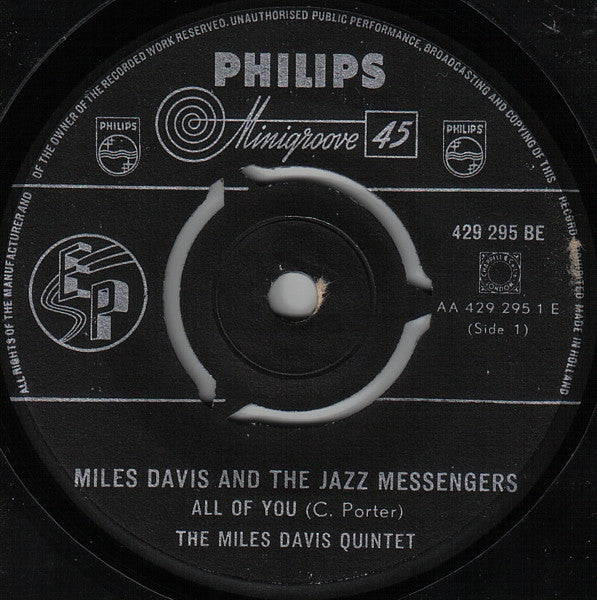 Miles Davis And Art Blakey & The Jazz Messengers : All Of You / It's You Or No One (7", EP)