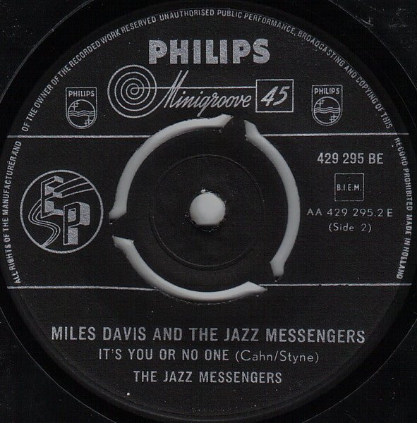 Miles Davis And Art Blakey & The Jazz Messengers : All Of You / It's You Or No One (7", EP)