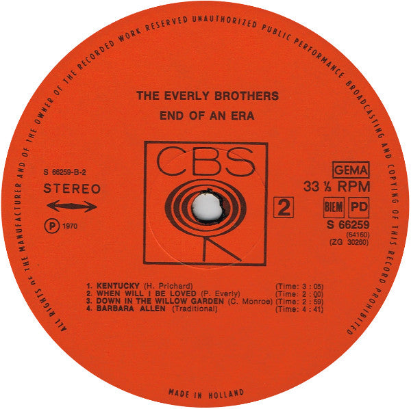 Everly Brothers : End Of An Era (2xLP, Comp)