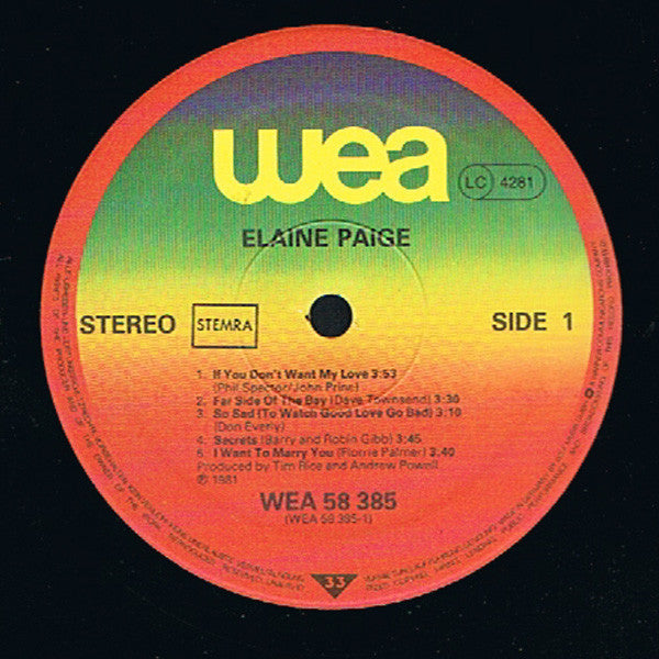 Elaine Paige : Elaine Paige (LP, Album)
