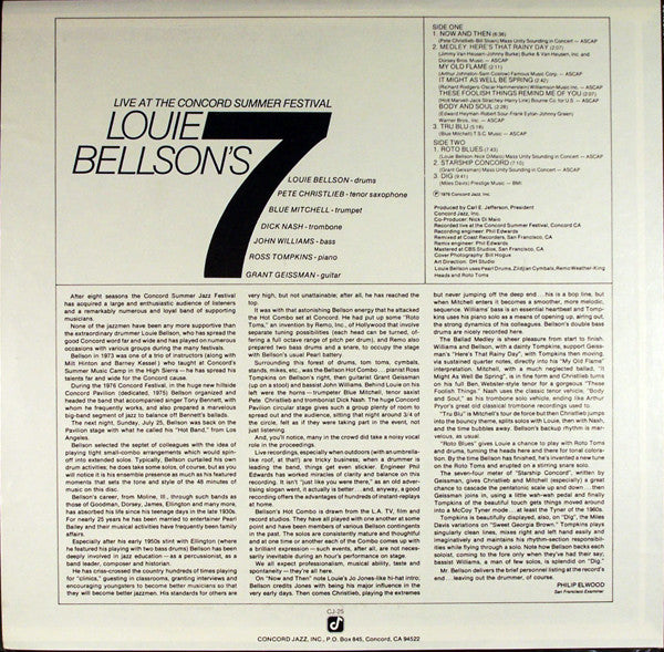 Louis Bellson : Louie Bellson's 7 - Live At The Concord Summer Festival (LP)