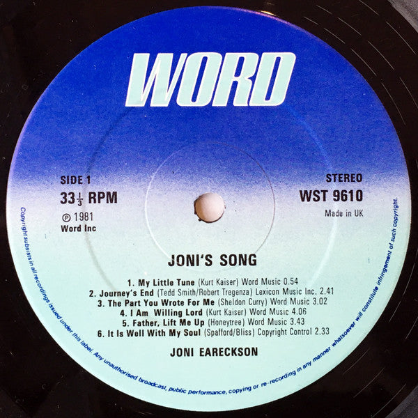 Joni Eareckson : Joni's Song (LP)