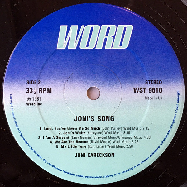 Joni Eareckson : Joni's Song (LP)