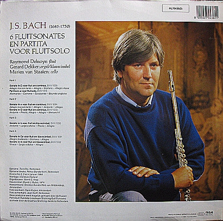 Johann Sebastian Bach, Raymond Delnoye, Gerard Dekker, Marien Van Staalen : 6 Fluitsonates En Partita Voor Fluitsolo (2xLP, Album)