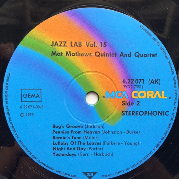 Mat Mathews Quintet & Quartet* Featuring Herbie Mann : Mat Mathews Quintet & Quartet (LP, Album, Comp, RE)