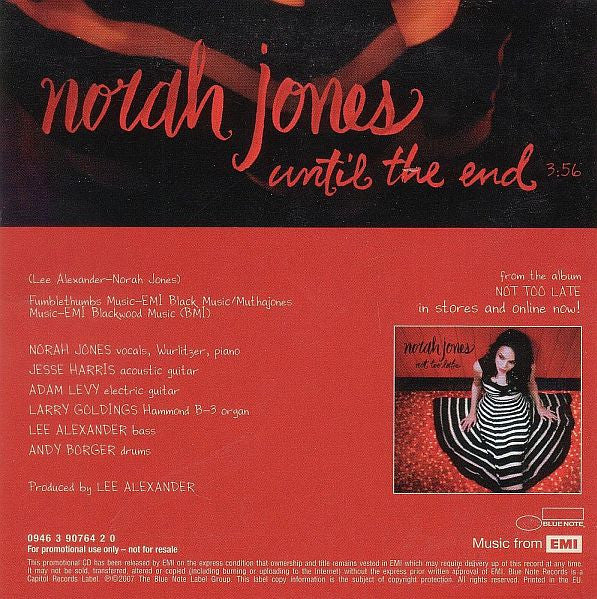 Norah Jones : Until The End (CD, Single, Promo)