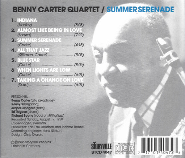 The Benny Carter Quartet : Summer Serenade (CD, Album, RE)