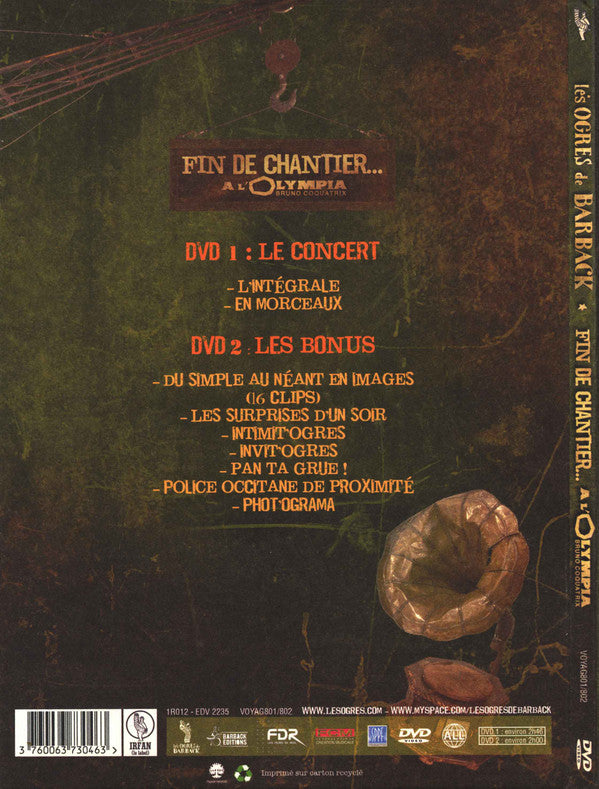 Les Ogres De Barback : Fin De Chantier... A L'Olympia (2xDVD, PAL, Dig)