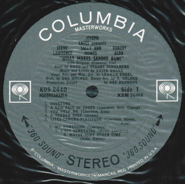 Ervin Drake / Featuring Steve Lawrence (2), Sally Ann Howes, Robert Alda With Bernice Massi Presented By Joseph Cates : What Makes Sammy Run? (LP)