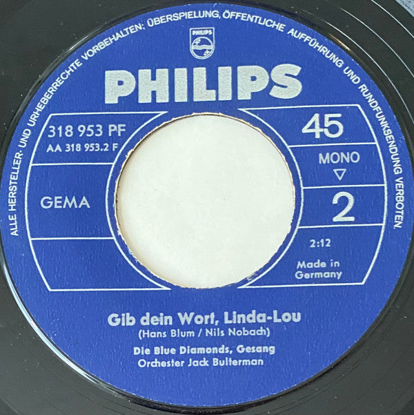 The Blue Diamonds : Küss Mich / Gib Dein Wort Linda Lou (7", Single, Mono)