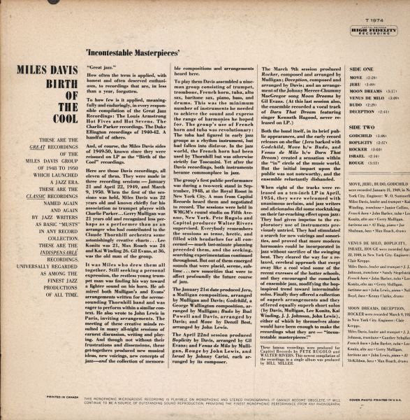 Miles Davis : Birth Of The Cool (LP, Album, Comp, Mono)