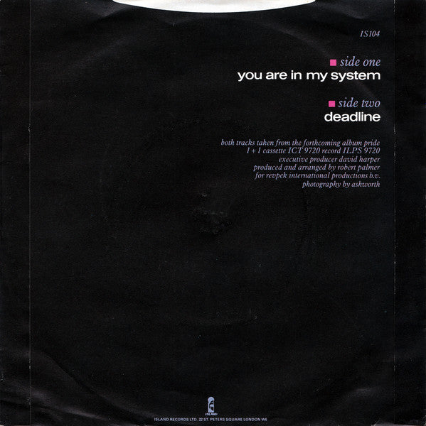 Robert Palmer : You Are In My System (7", Single, Sol)