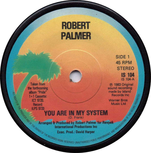 Robert Palmer : You Are In My System (7", Single, Sol)