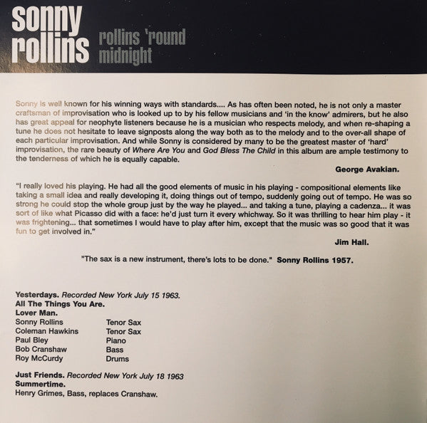 Sonny Rollins : Rollins 'Round Midnight (CD, Comp)