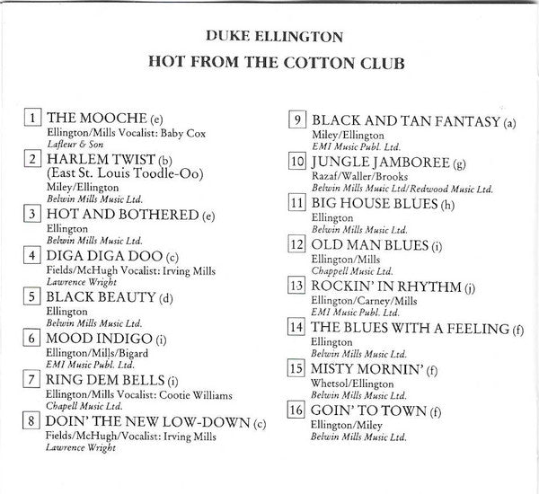 Duke Ellington : Hot From The Cotton Club (CD, Comp, Mono, RM)
