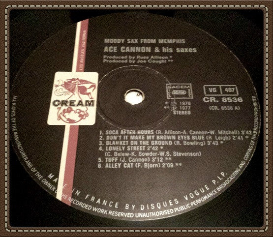 Ace Cannon : Moody Sax From Memphis (LP, Album)