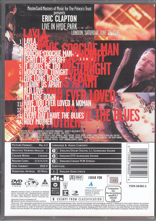 Eric Clapton : Live In Hyde Park (DVD-V, Copy Prot., Multichannel, PAL, Dol)