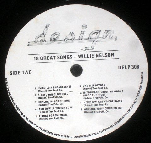 Willie Nelson : 18 Great Songs (LP, Comp)