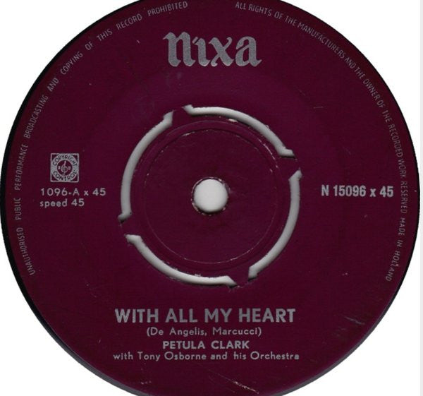 Petula Clark : With All My Heart (7", Single)