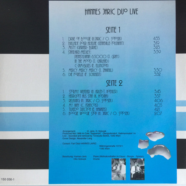 Hannes Jaric Duo : Hannes Jaric Duo Live (LP)