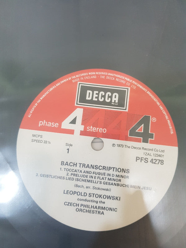 Johann Sebastian Bach, Leopold Stokowski Conducting The Czech Philharmonic Orchestra : Bach Transcriptions (LP)