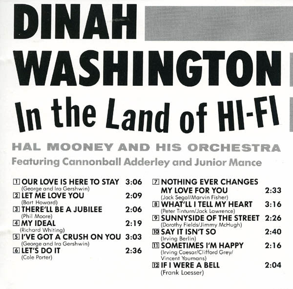 Dinah Washington : In The Land Of Hi-Fi (CD, Album, RE, RM)