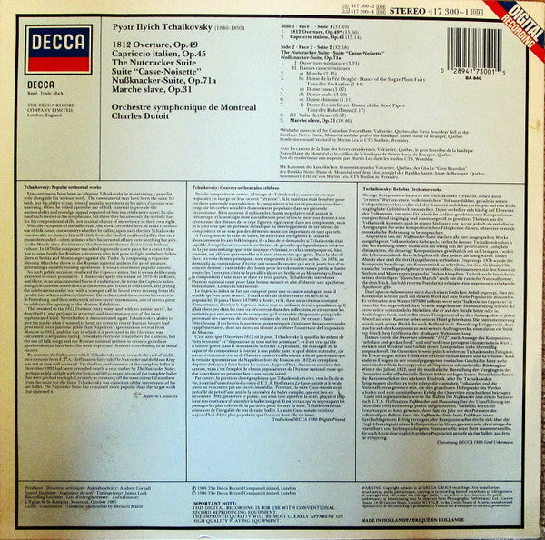 Pyotr Ilyich Tchaikovsky, Orchestre Symphonique De Montréal, Charles Dutoit : 1812 Overture • Capriccio Italien • The Nutcracker Suite • Marche Slave (LP)