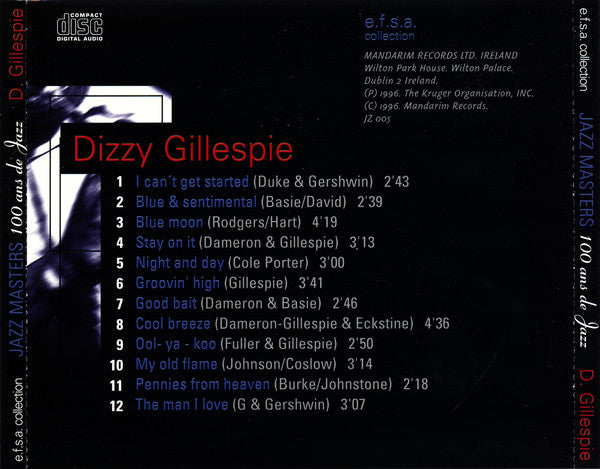 Dizzy Gillespie : Jazz Masters (100 Ans De Jazz) (CD)