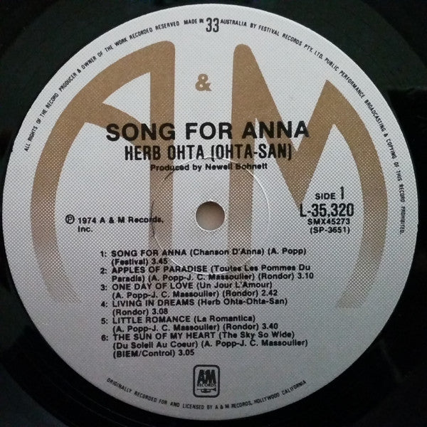 Herb Ohta : Song For Anna (LP, Album)
