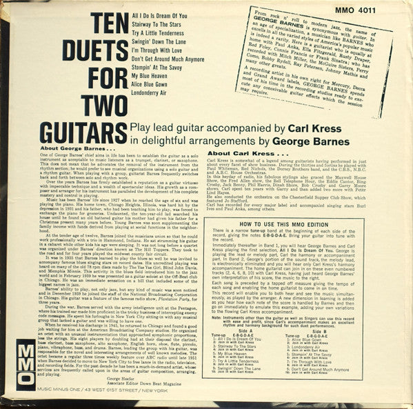 George Barnes And Carl Kress : Ten Duets For Two Guitars (LP)