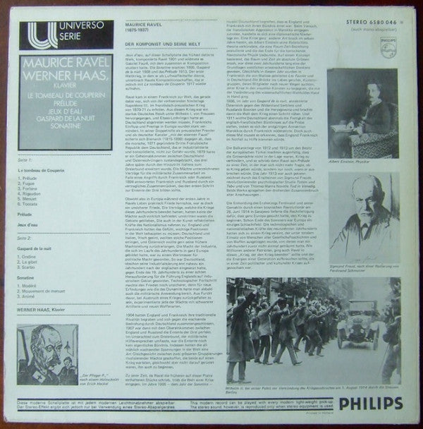 Werner Haas, Maurice Ravel : Le Tombeau De Couperin / Jeux D'eau / Prélude / Gaspard De La Nuit / Sonatine (LP)