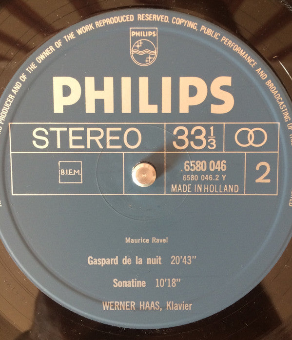 Werner Haas, Maurice Ravel : Le Tombeau De Couperin / Jeux D'eau / Prélude / Gaspard De La Nuit / Sonatine (LP)