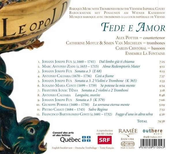 Alex Potter, Catherine Motuz, Simen van Mechelen, Ensemble La Fontaine : Fede E Amor (CD)