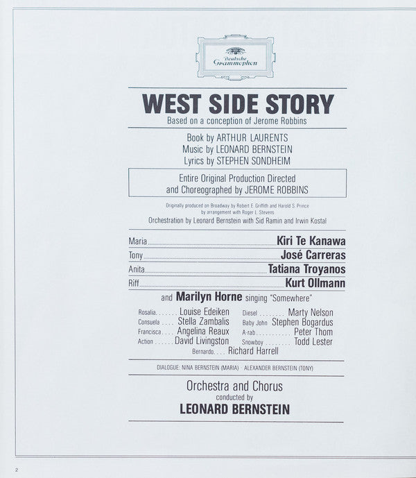 Leonard Bernstein - Kiri Te Kanawa · José Carreras · Tatiana Troyanos · Kurt Ollmann · Marilyn Horne : West Side Story (2xLP + Box)