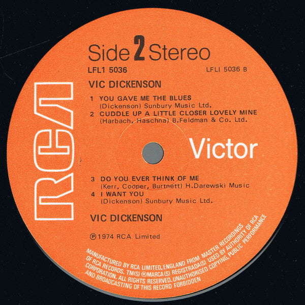 Vic Dickenson, Joe Thomas (4), Scoville Brown, Red Richards, Bill Pemberton, Oliver Jackson, Bucky Pizzarelli, Zoot Sims, Doc Cheatham : Vic Dickenson (LP, Album)