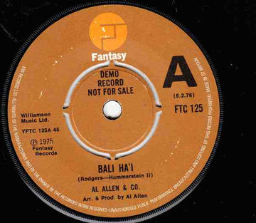 Al Allen & Co. : Bali Hai (7", Single, Promo)