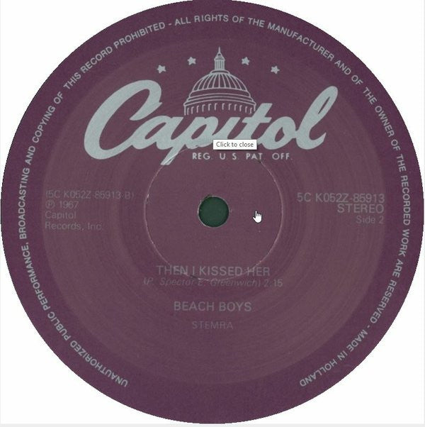 The Beach Boys : Sloop John B / Then I Kissed Her (12")