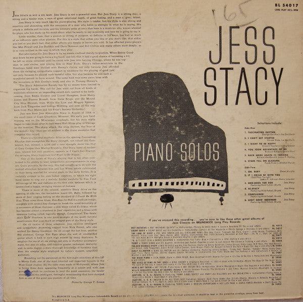 Jess Stacy : Jess Stacy (LP, Mono)
