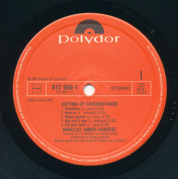 Barclay James Harvest : Victims Of Circumstance (LP, Album)