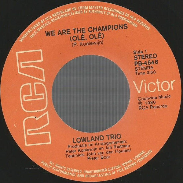 Lowland Trio : We Are The Champions (7", Single)