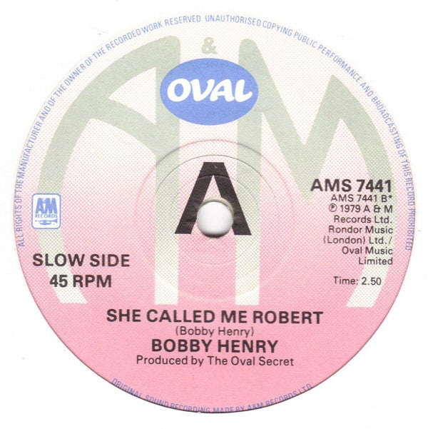 Bobby Henry : Soho Sad Show / She Called Me Robert (7", Single, Cle)