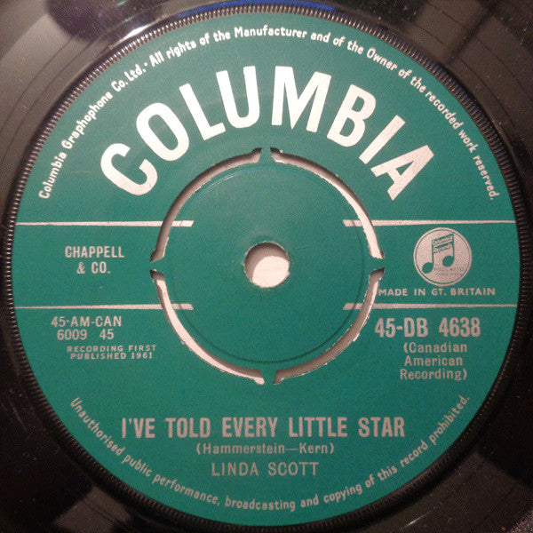 Linda Scott : I've Told Every Little Star (7")