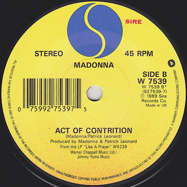 Madonna : Like A Prayer (7", Single)