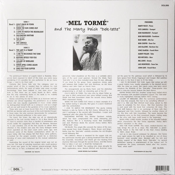 Mel Tormé With The Marty Paich Dek-Tette : Mel Tormé With The Marty Paich Dek-Tette (LP, Album, RE)