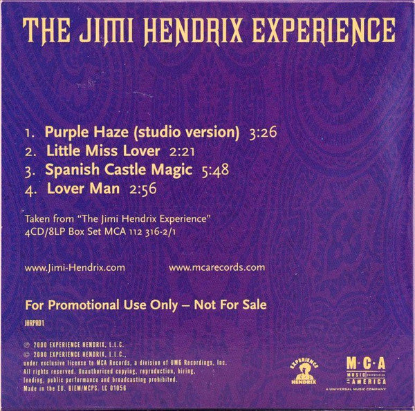 The Jimi Hendrix Experience : Purple Haze (CD, Maxi, Promo)